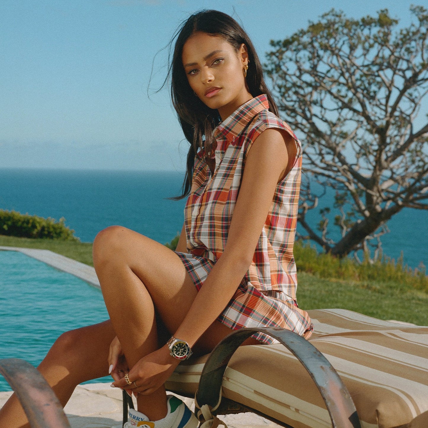 Women's Madras Sleeveless Shirt