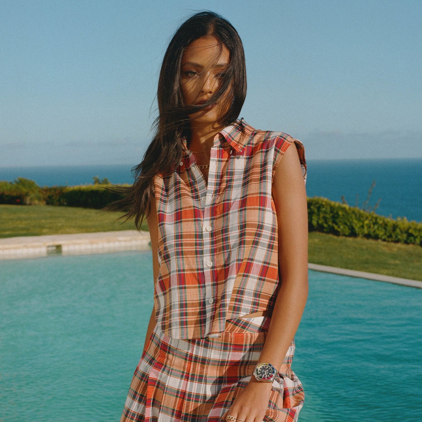 Women's Madras Sleeveless Shirt