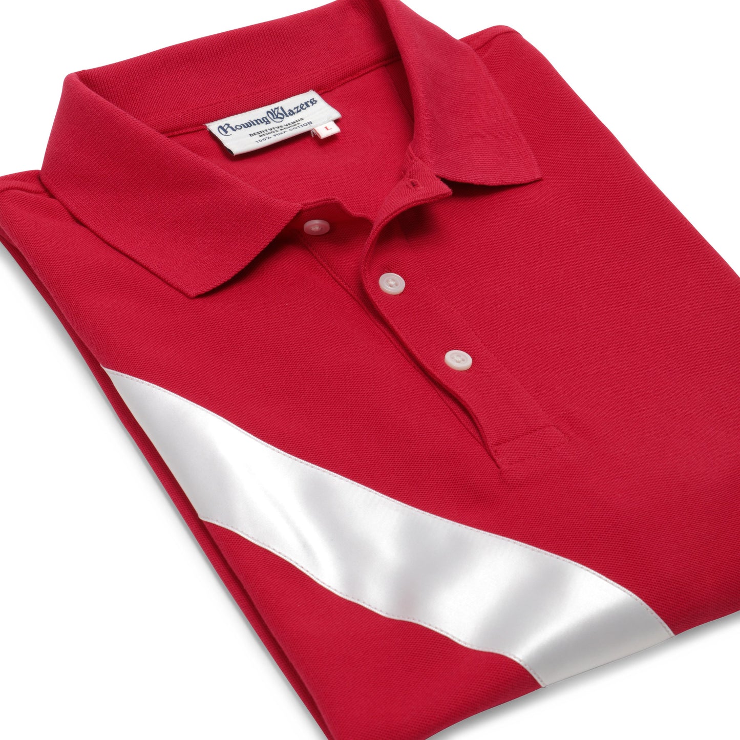 100% Pima Cotton Stripe Polo (Authentic Polo Shirt with Satin Stripe - Red)