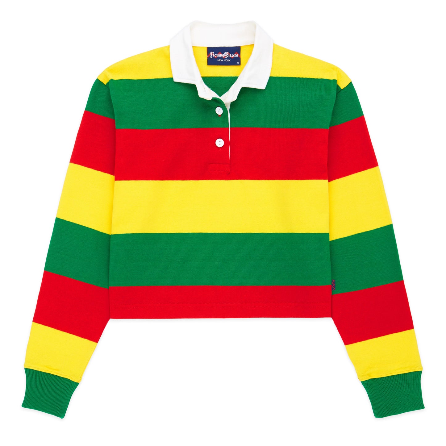 Red, Yellow, and Green Stripe Cropped Rugby
