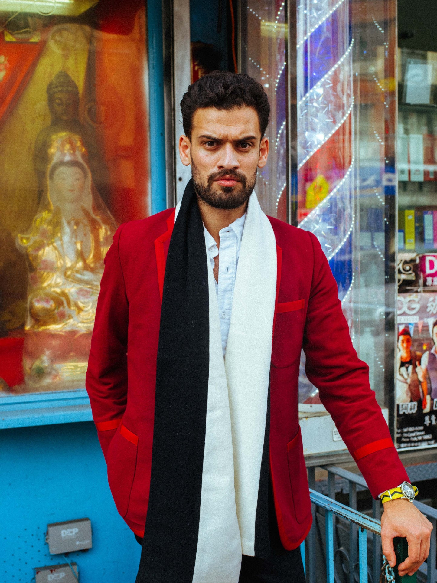 100% wool schoolboy scarf (Wool Made-in-England Schoolboy Scarf in Black and White)