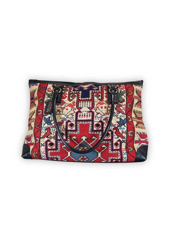 One of a kind weekender bag handmade from Turkish carpets.