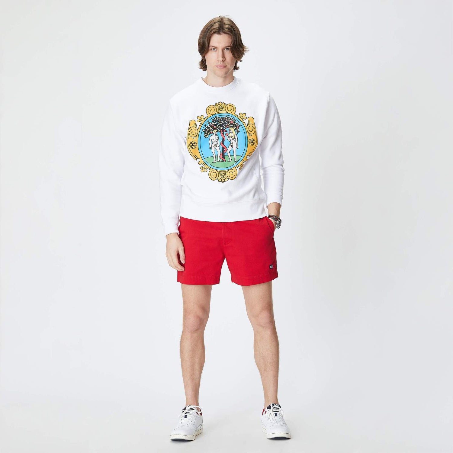 Male model wearing the Adam & Eve Athletic Club Crewneck.