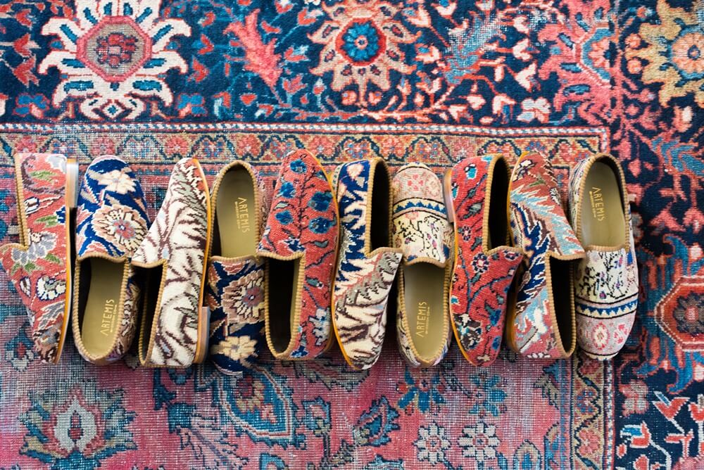 One of a kind loafers handmade from Turkish carpets.