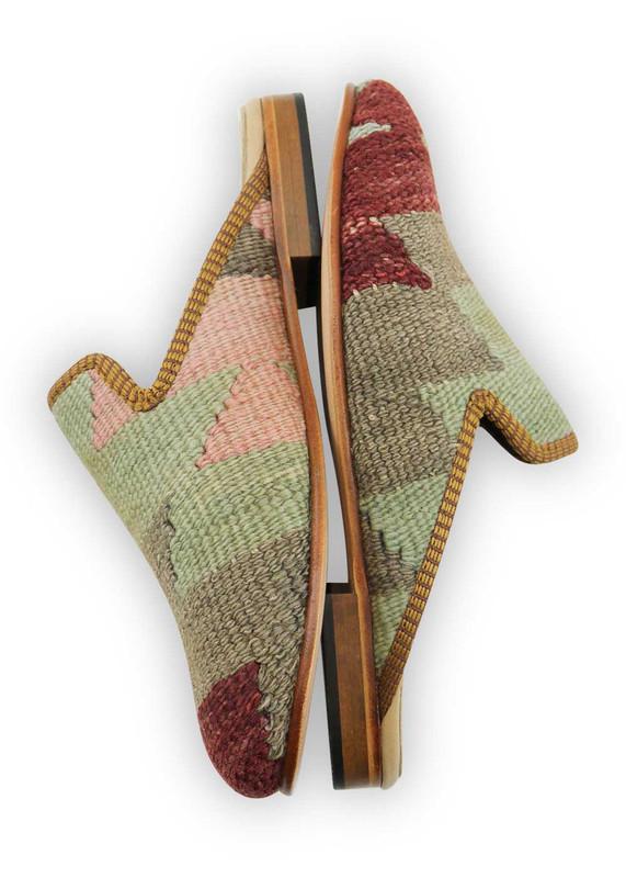 One of a kind slippers handmade from Turkish carpets.