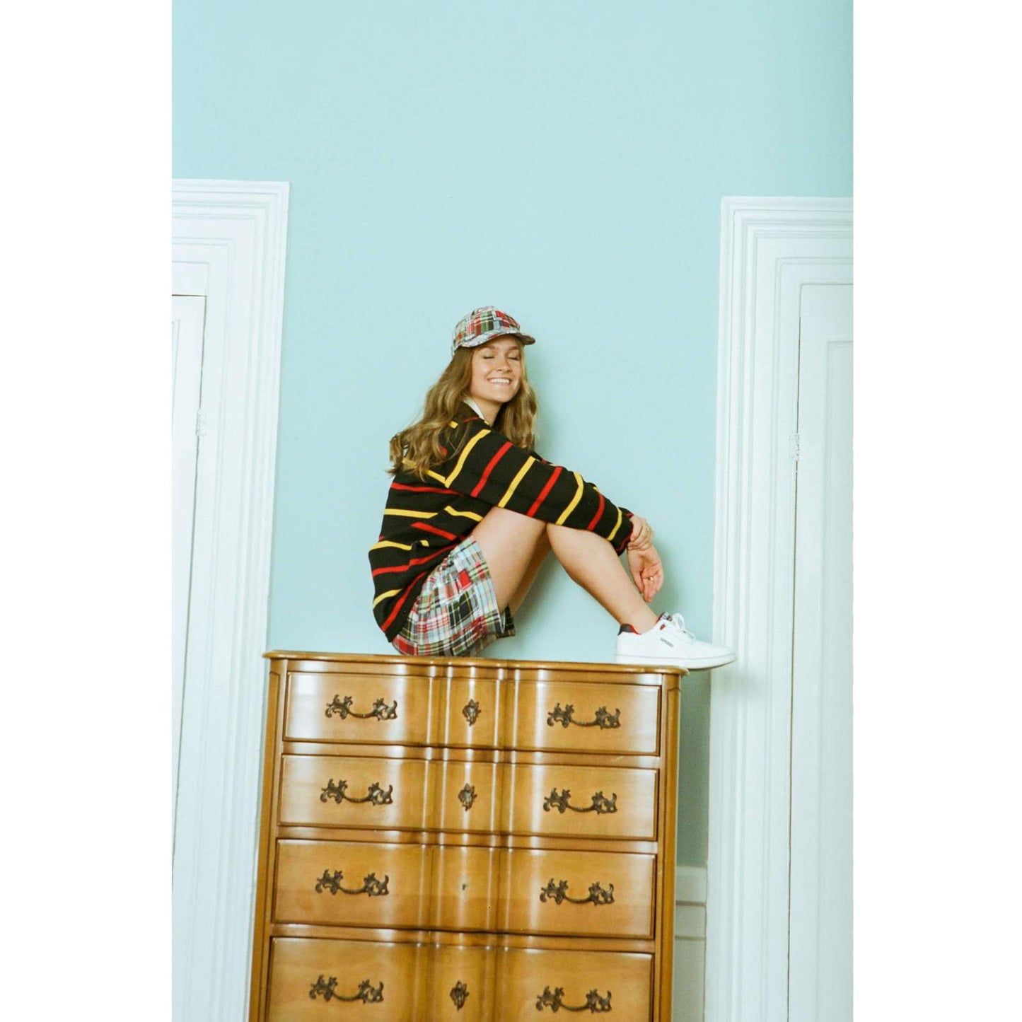 Female model wearing the Ashby Rugby.