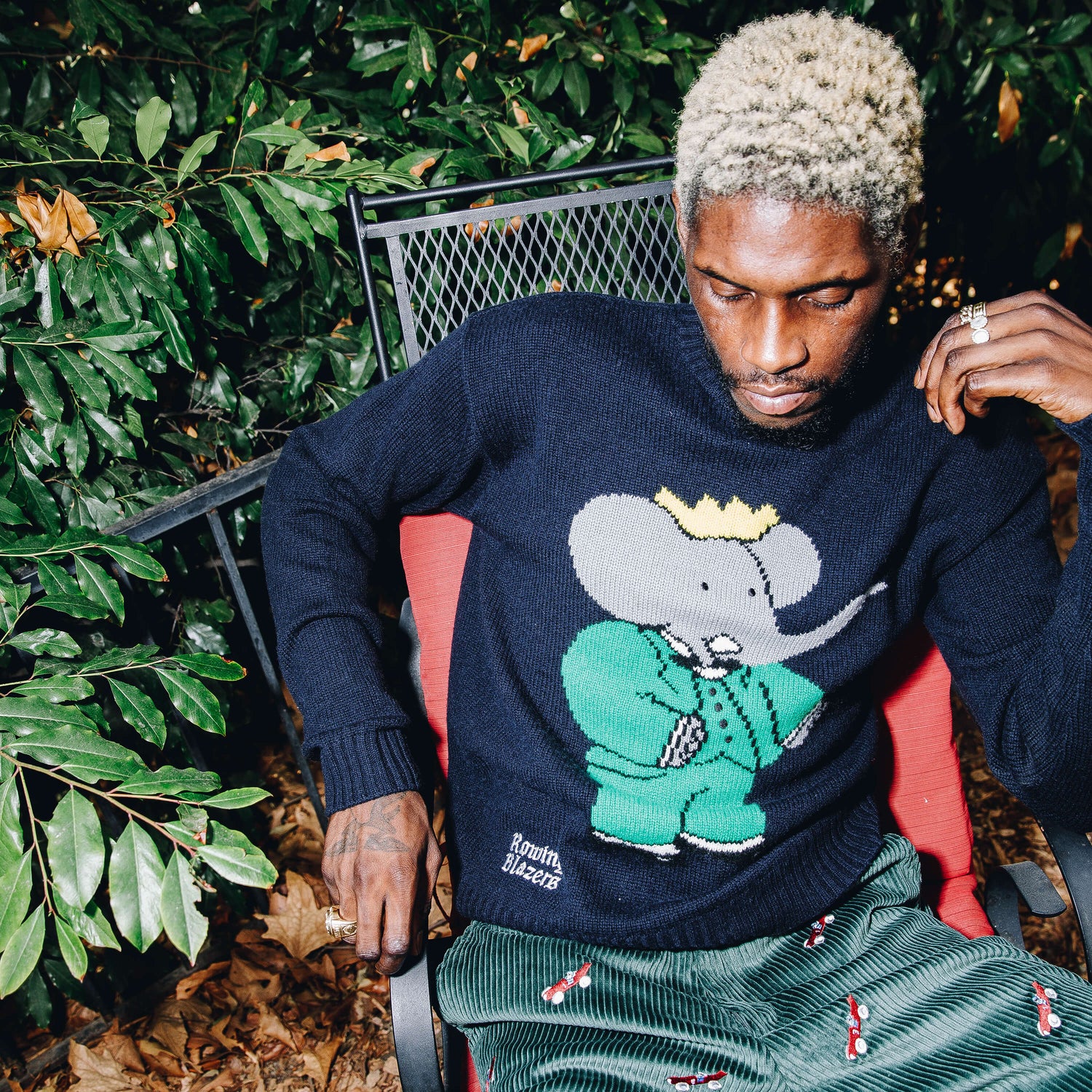 A$AP Nast wearing the Babar Cashmere Sweater.