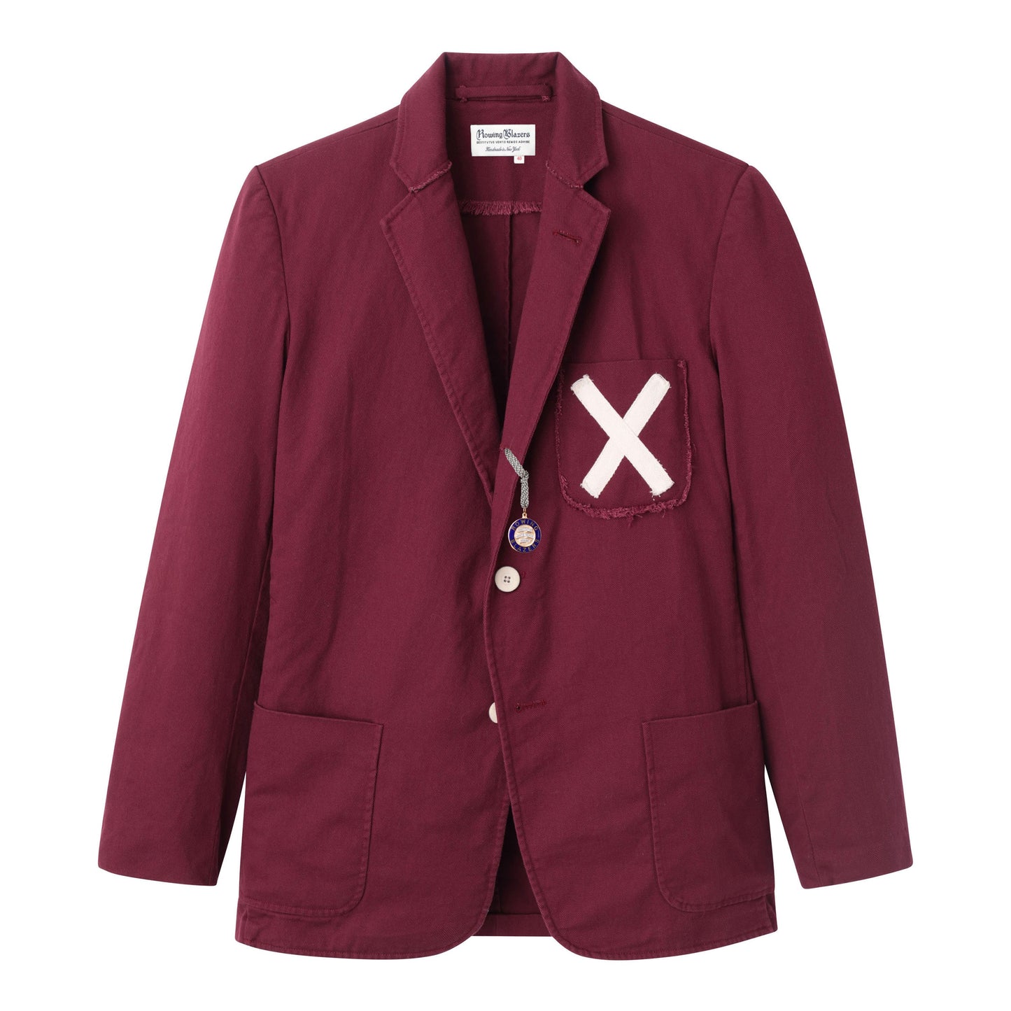 Destroyed "X" Blazer in Burgundy Cotton Twill