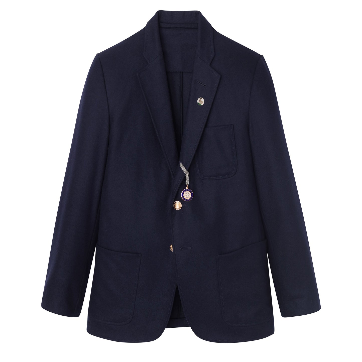 Navy Flannel Blazer with "Swelled Seam" Topstich