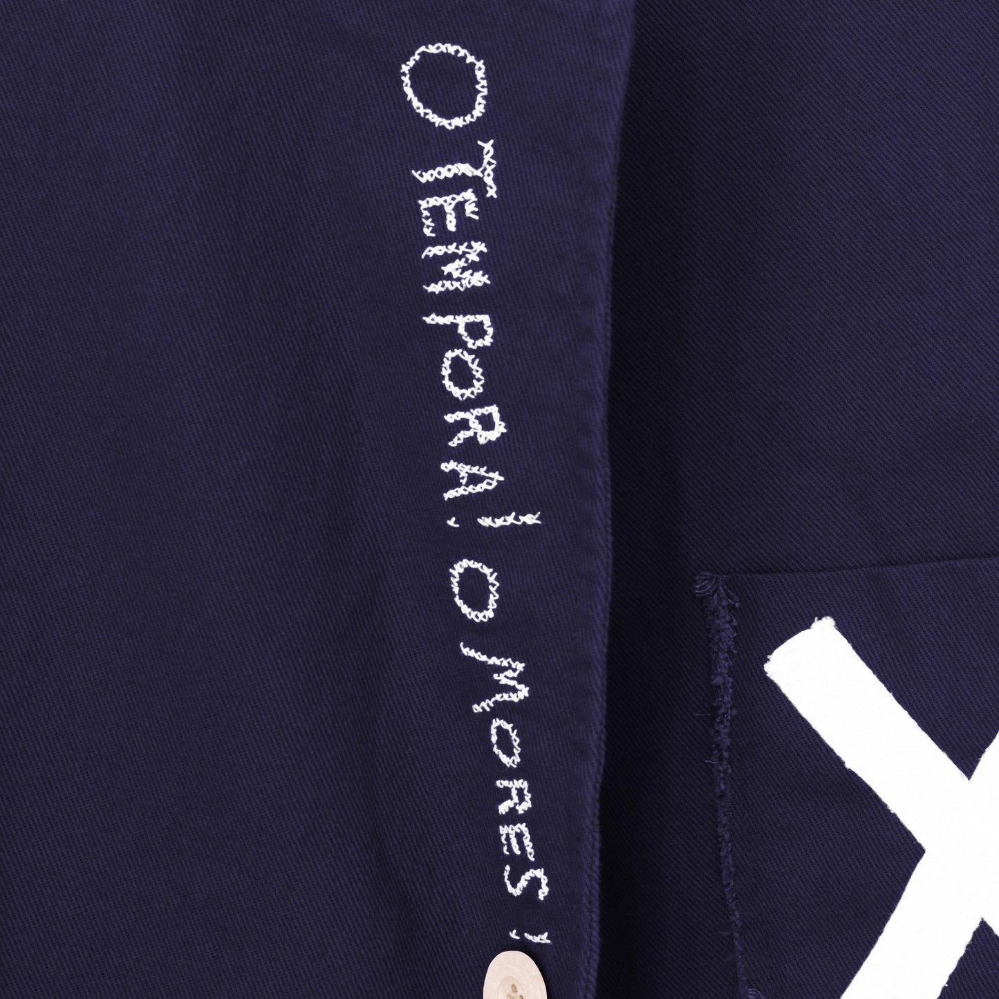Destroyed "X" Blazer in Navy Cotton Twill