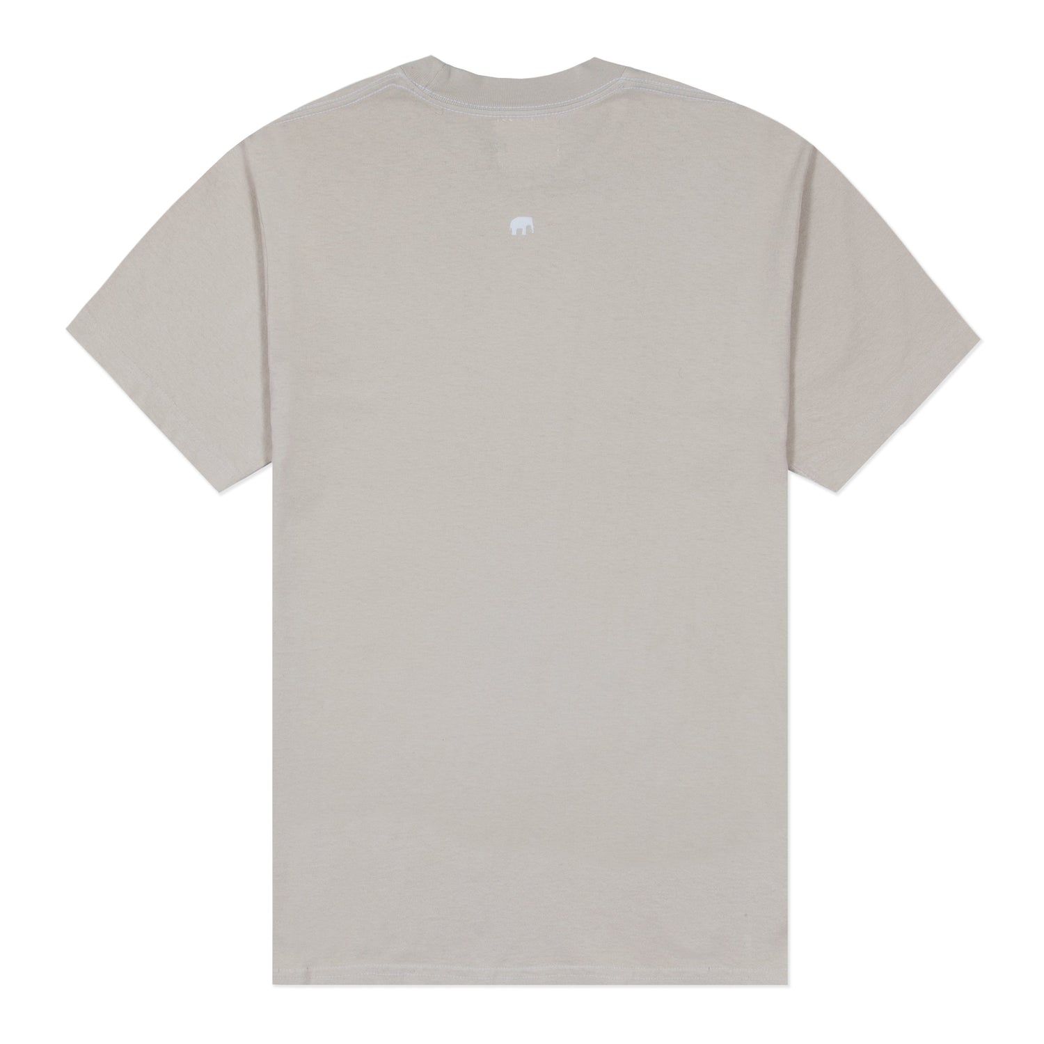 Grey t-shirt with "LFANT" elephant logo on the back.