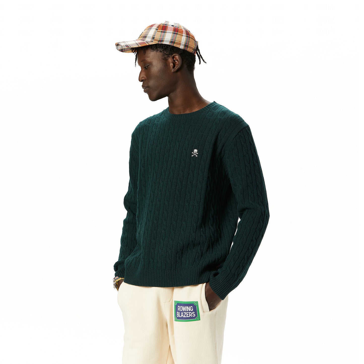 Men's Extra-Soft Lightweight Cable Knit Skull Sweater