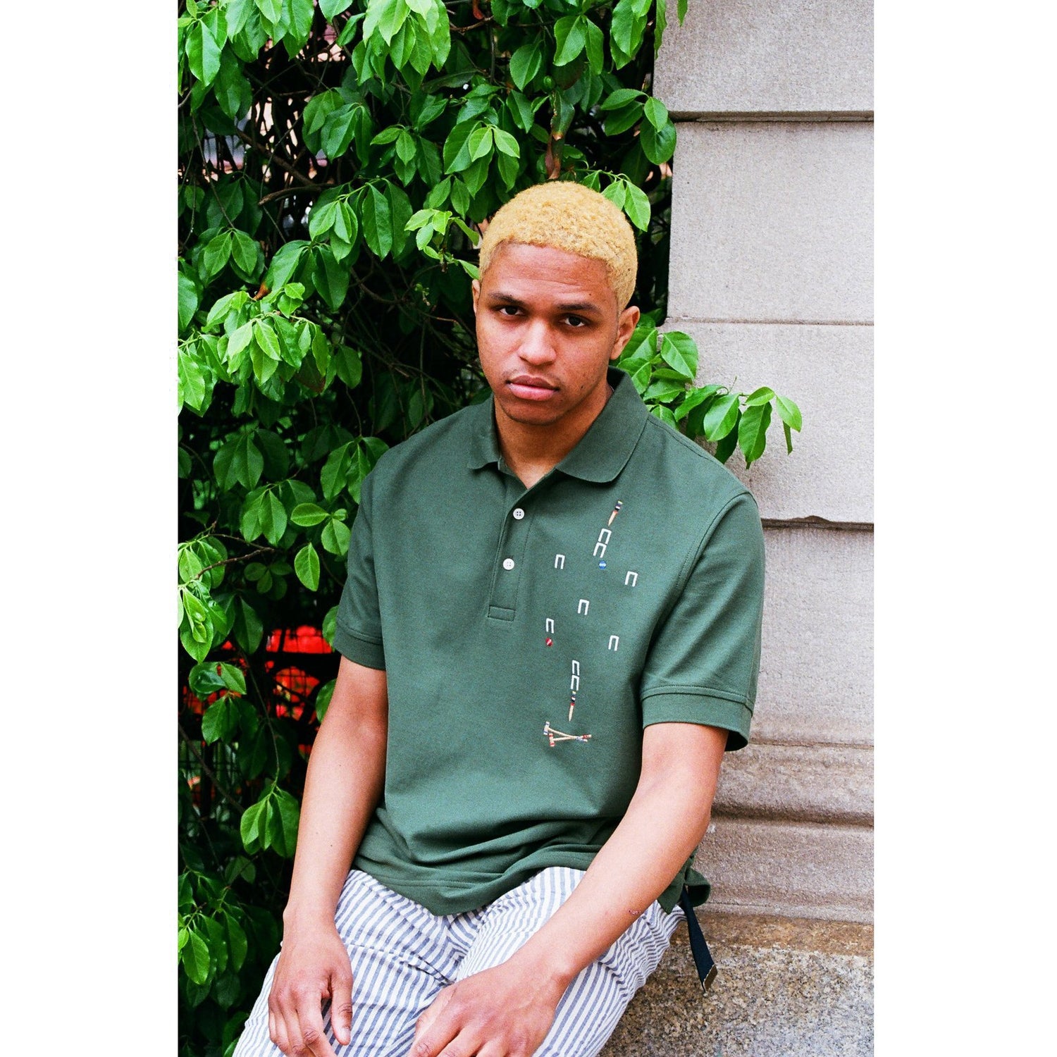 Male model wearing the Croquet Court Polo.