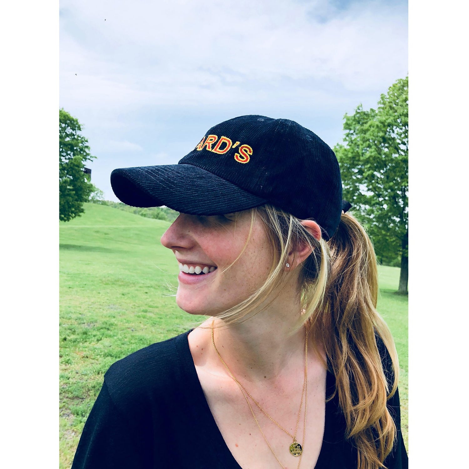 Female model wearing the Edward's Cap.