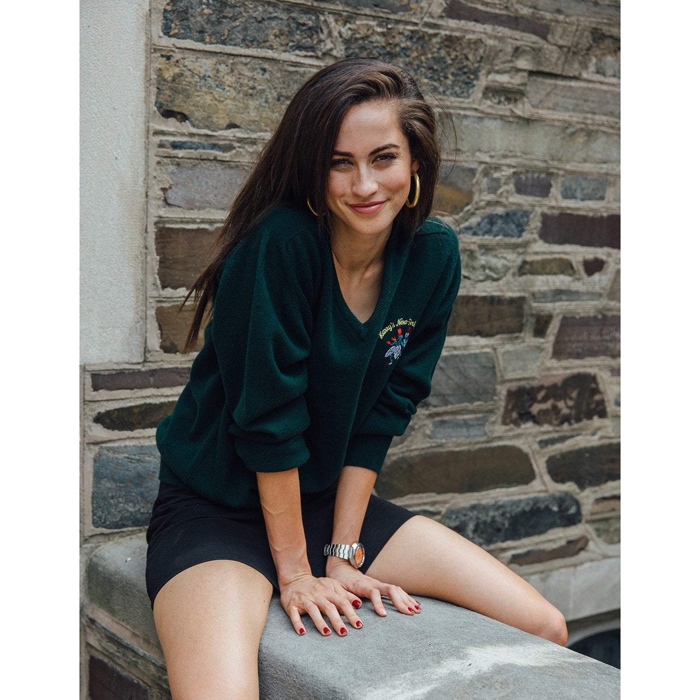 Model wearing the Harry's New York Bar Sweater.