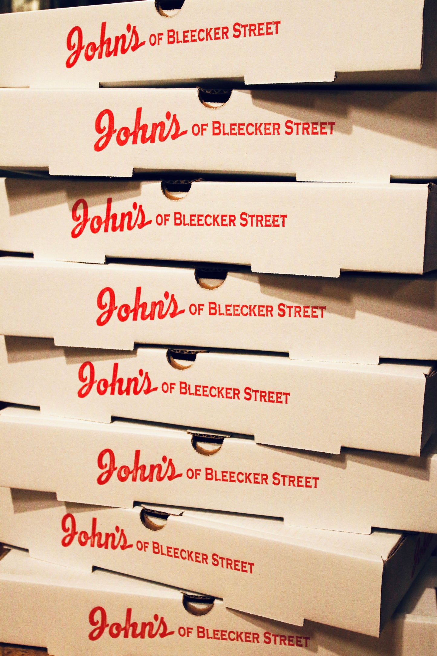 Pizza Boxes stacked on top of each other