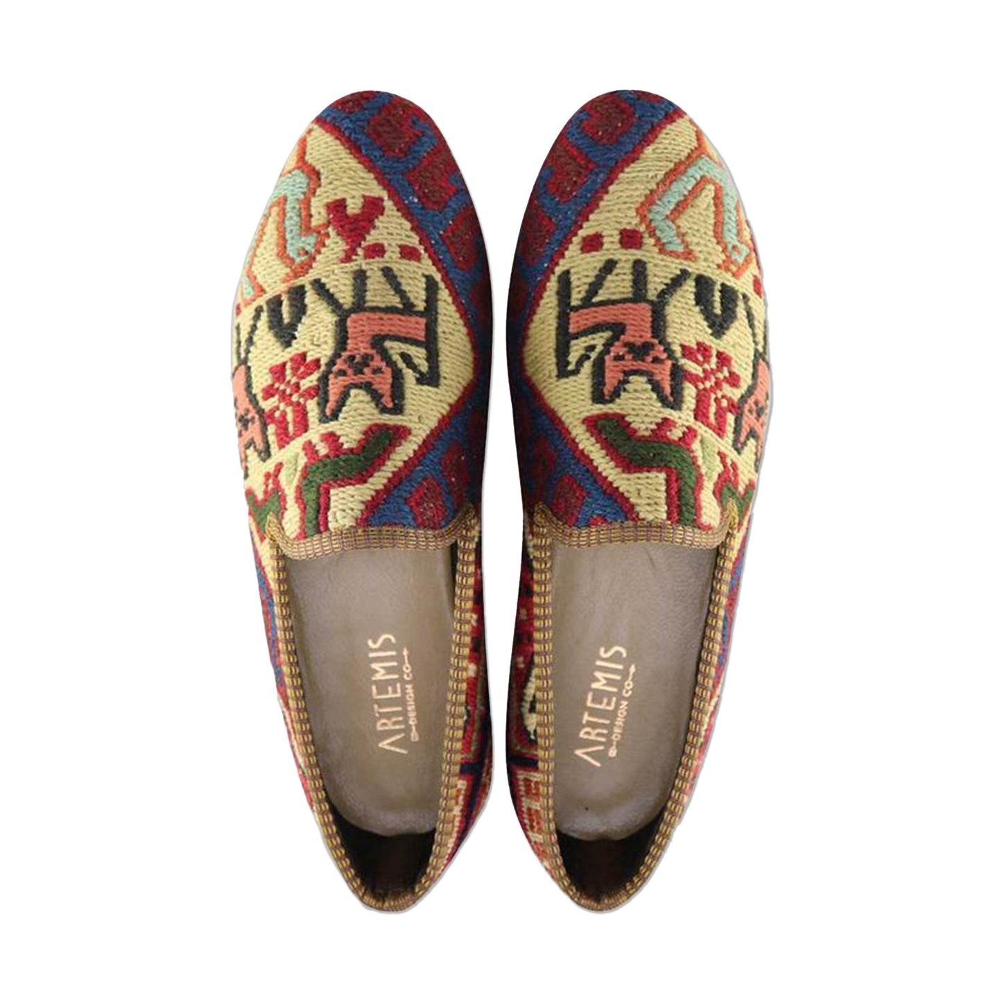 One of a kind loafers handmade from Turkish carpets.