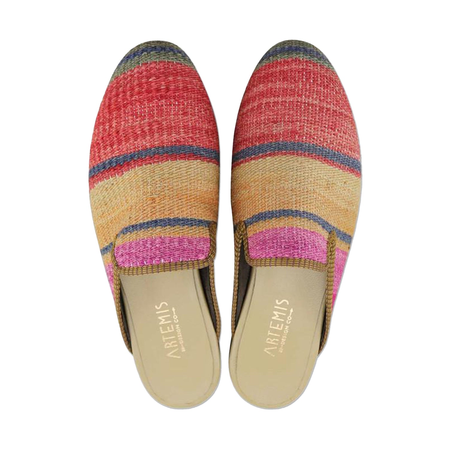 One of a kind slippers handmade from Turkish carpets.