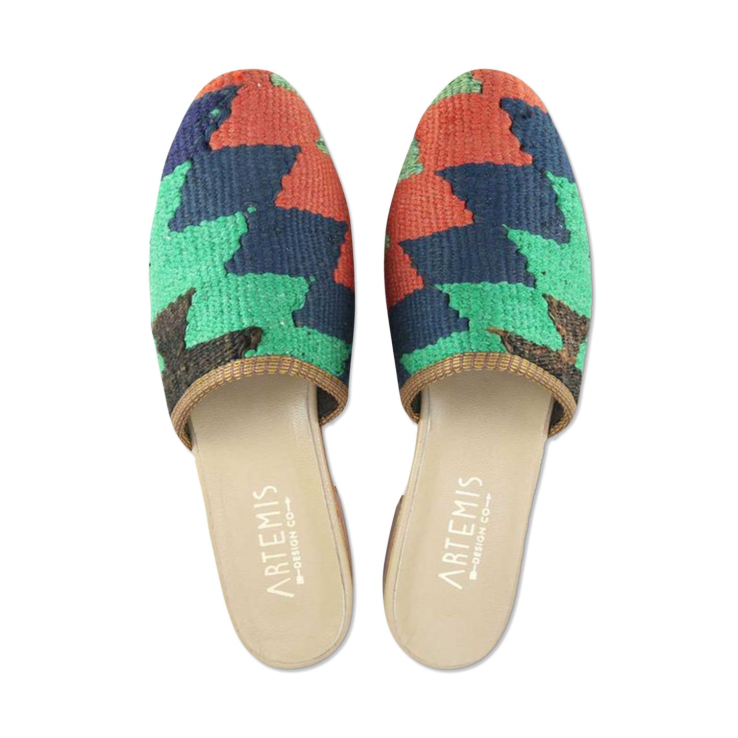 One of a kind slides handmade from Turkish carpets.