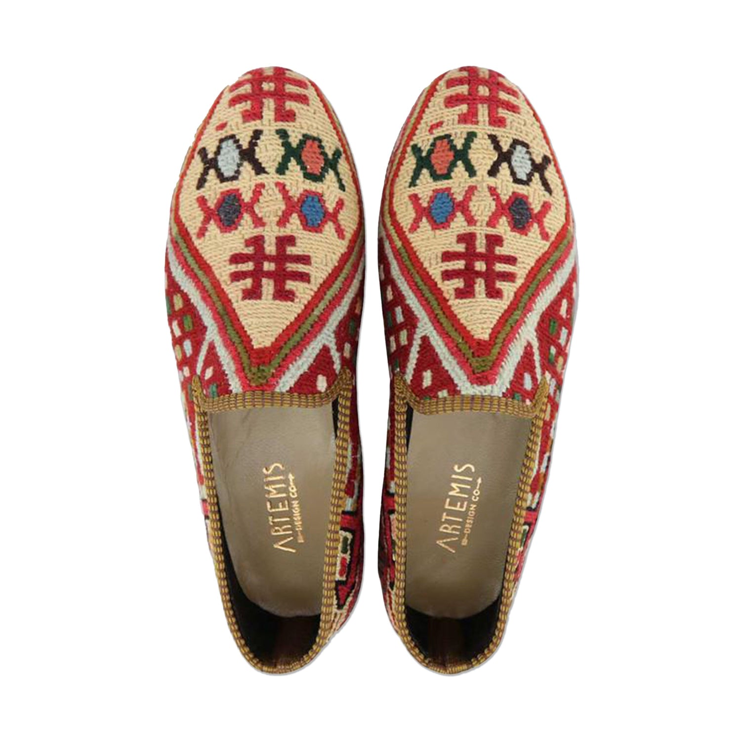 One of a kind loafers handmade from Turkish carpets.