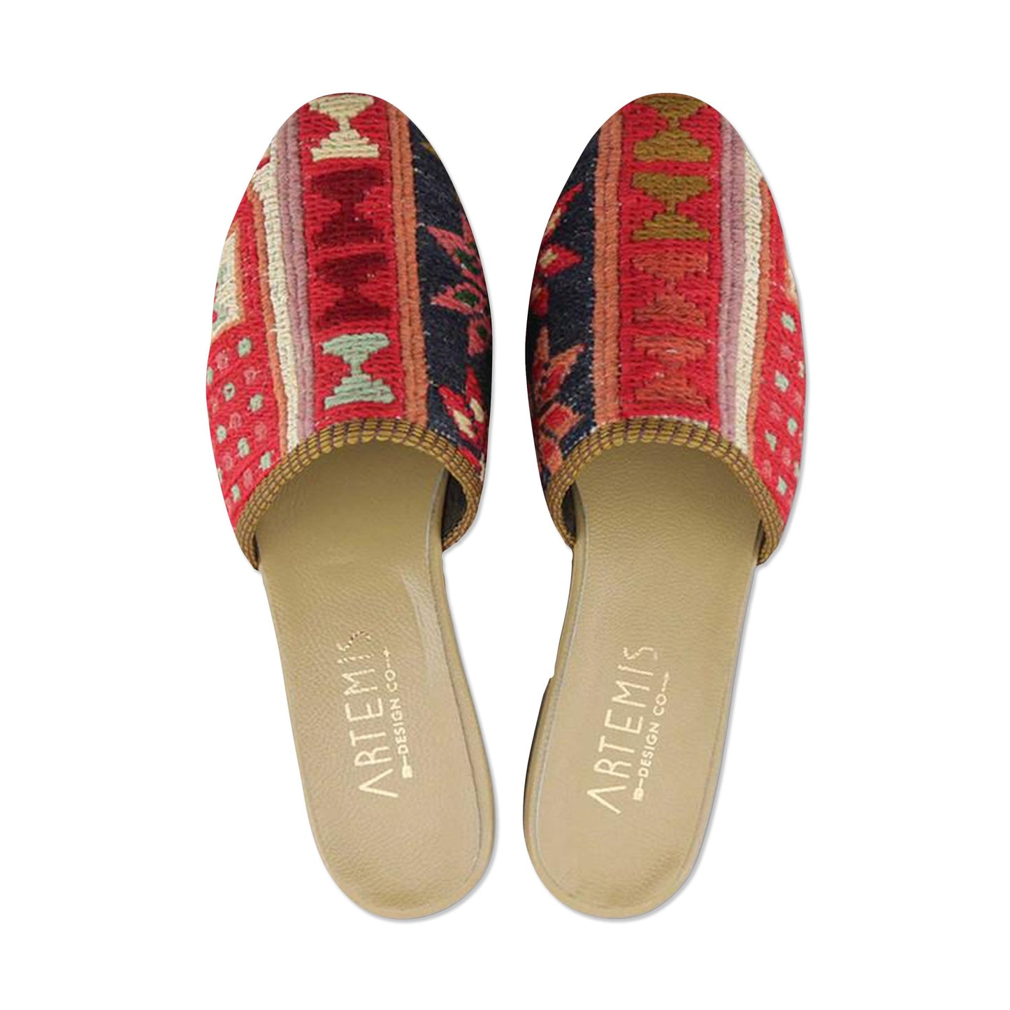 One of a kind slides handmade from Turkish carpets.