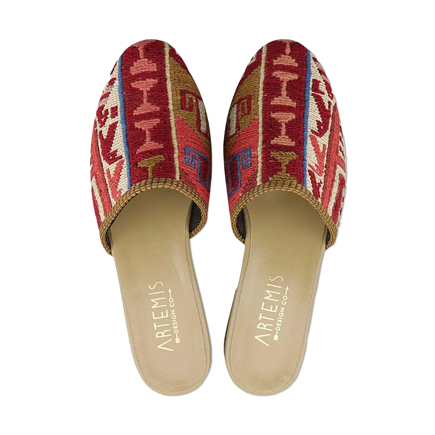 One of a kind slides handmade from Turkish carpets.