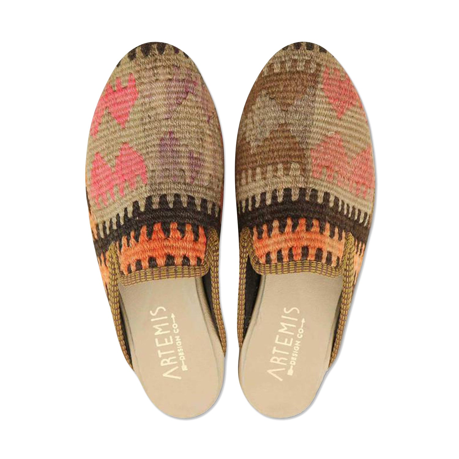 One of a kind slippers handmade from Turkish carpets.