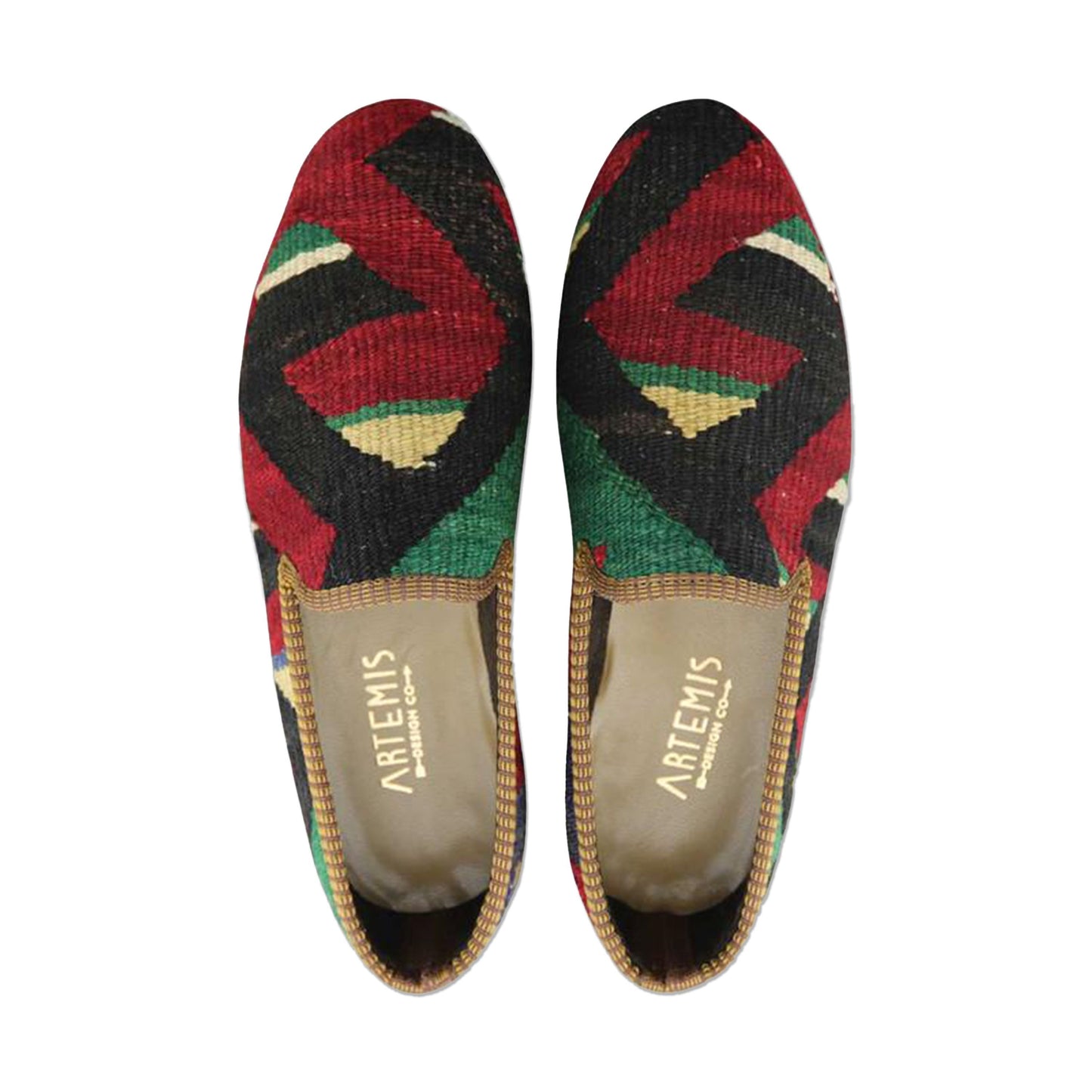 One of a kind loafers handmade from Turkish carpets.