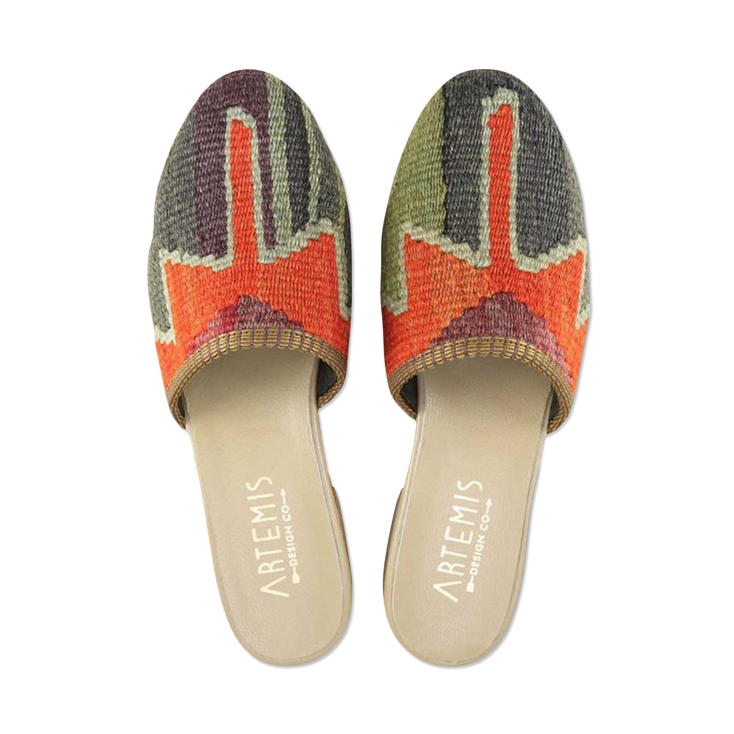 One of a kind slides handmade from Turkish carpets.