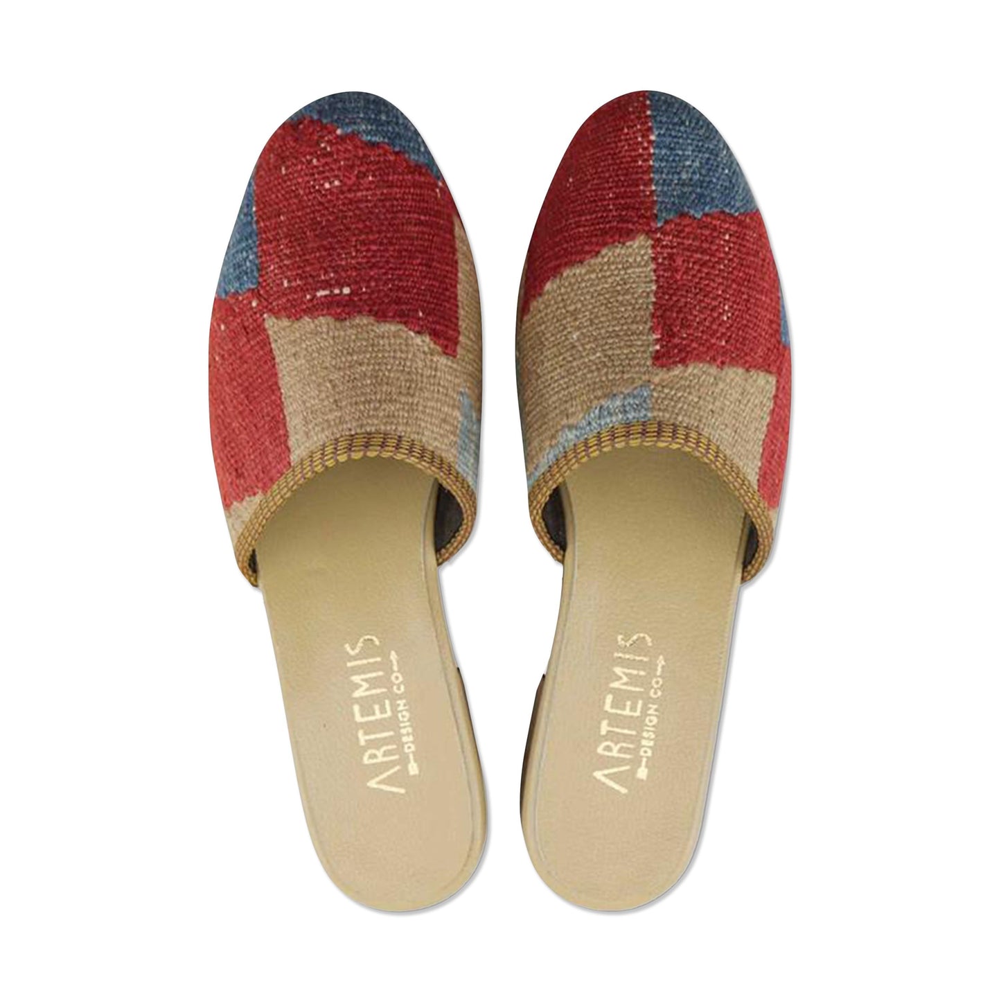 One of a kind slides handmade from Turkish carpets.