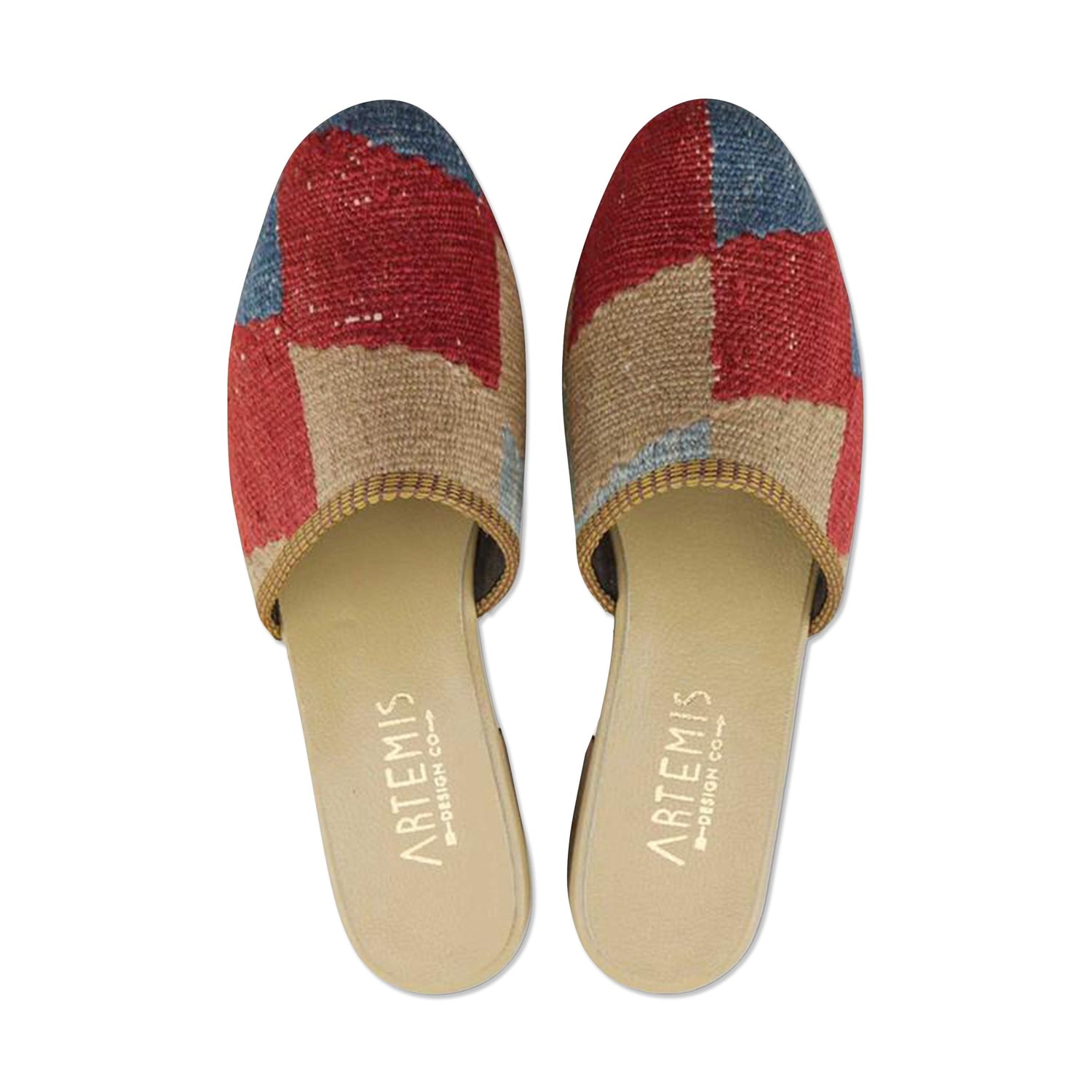 One of a kind slides handmade from Turkish carpets.