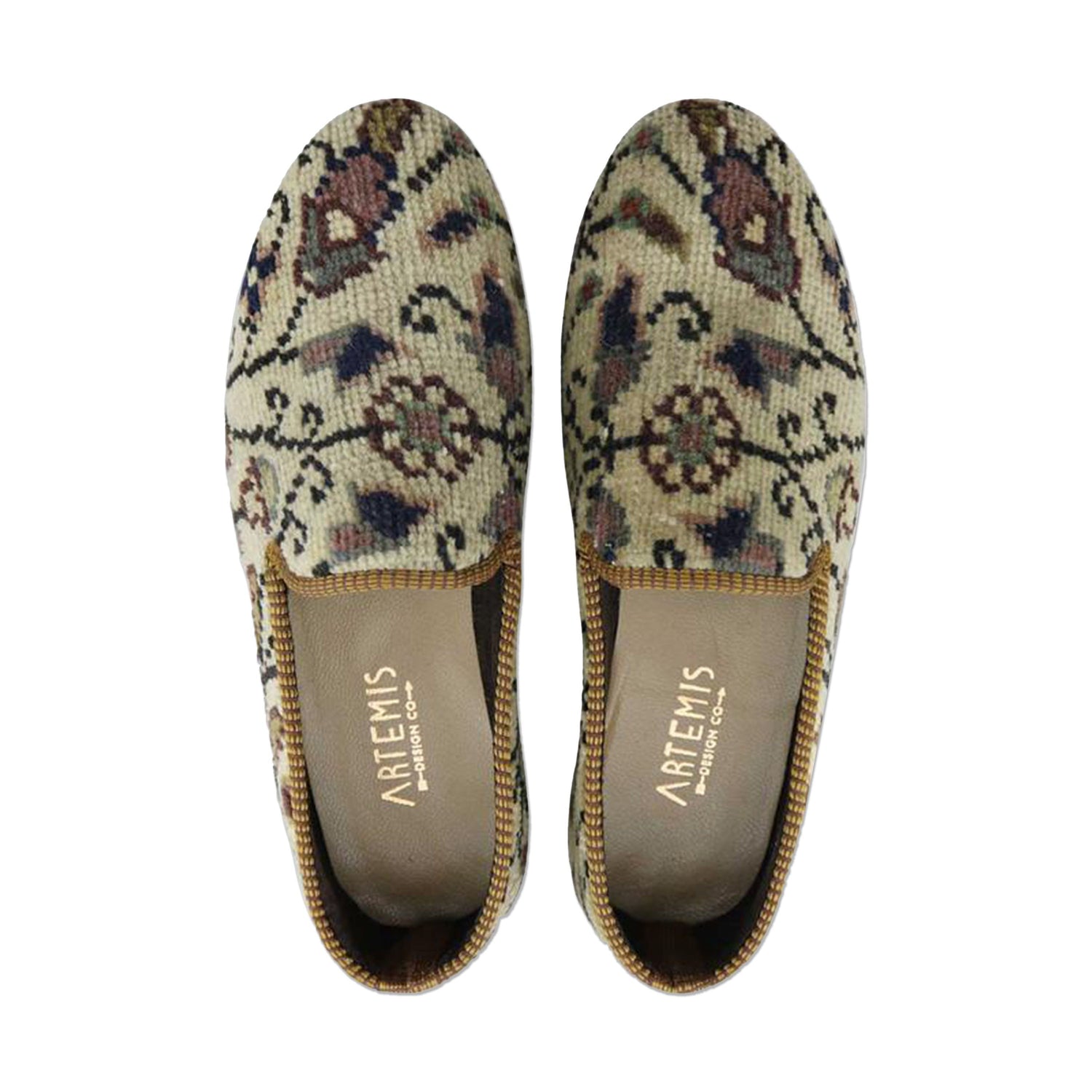 One of a kind loafers handmade from Turkish carpets.