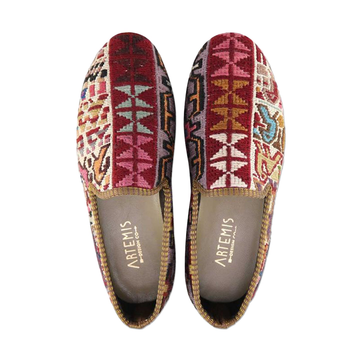 One of a kind loafers handmade from Turkish carpets.
