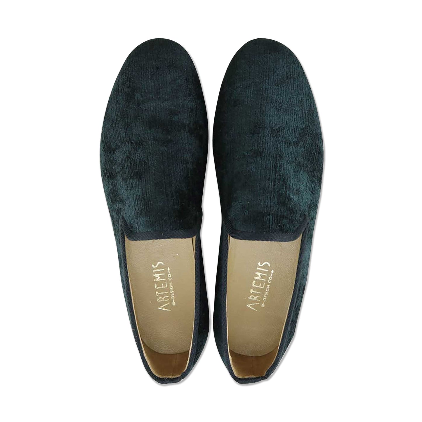 Handmade velvet smoking shoes.