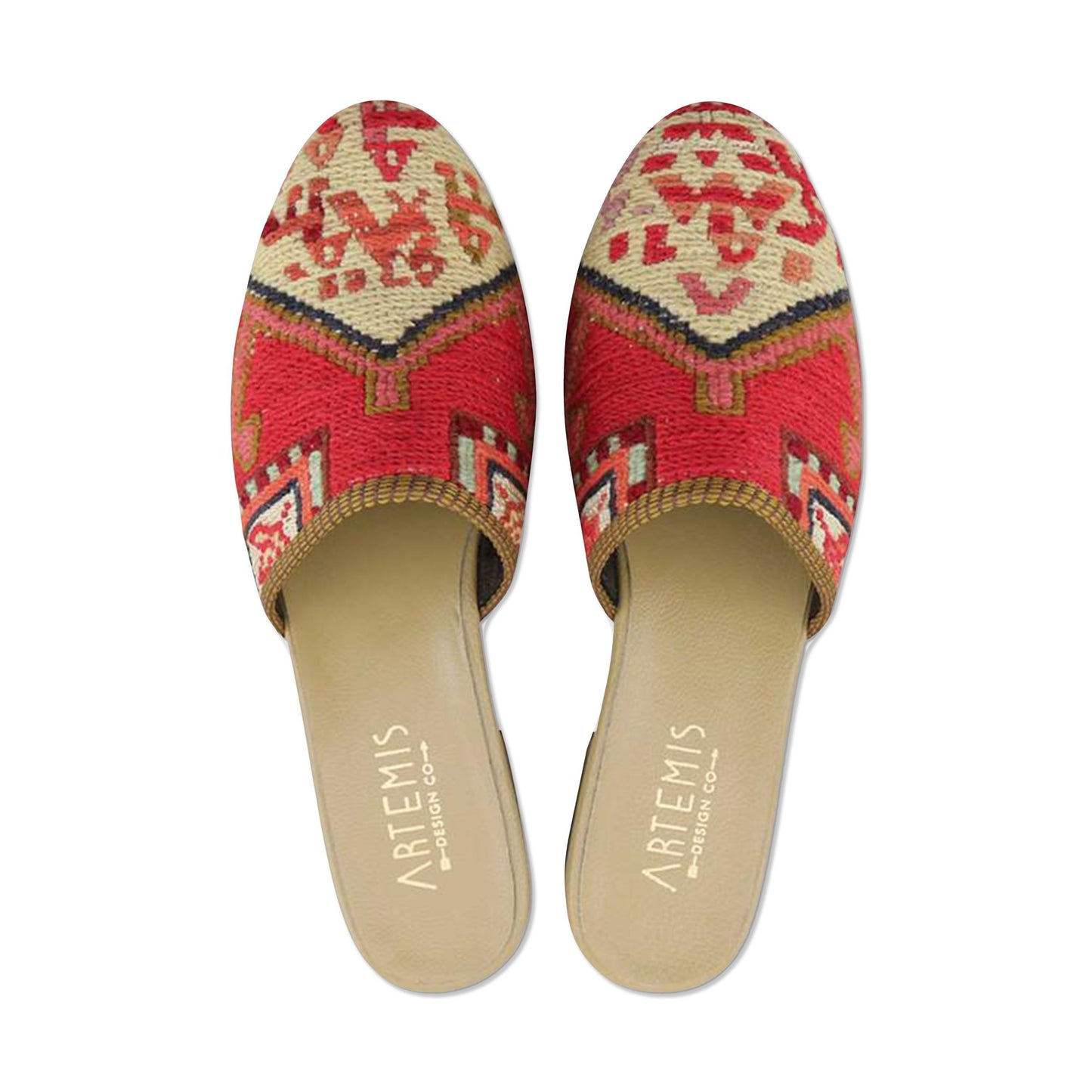 One of a kind slides handmade from Turkish carpets.