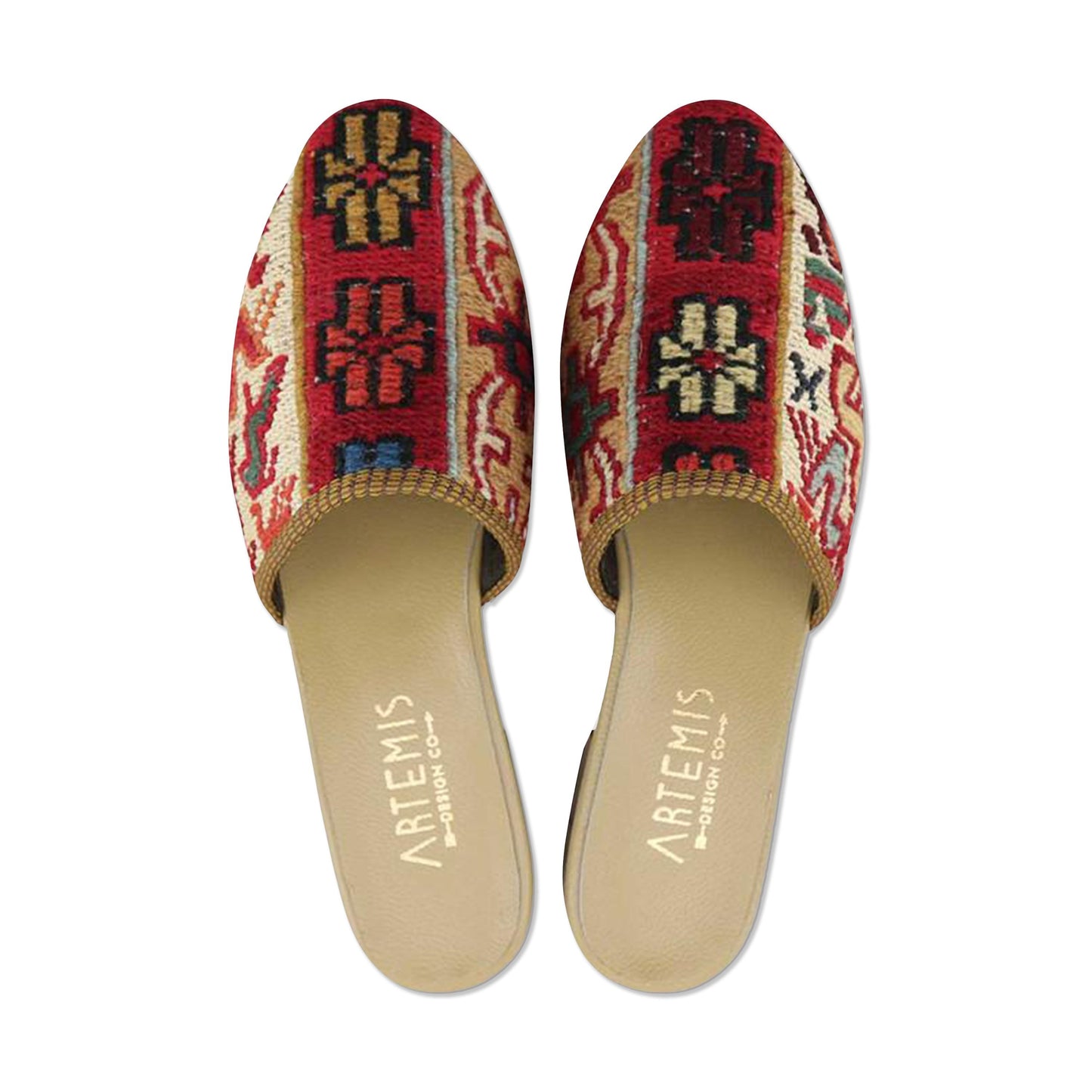 One of a kind slides handmade from Turkish carpets.