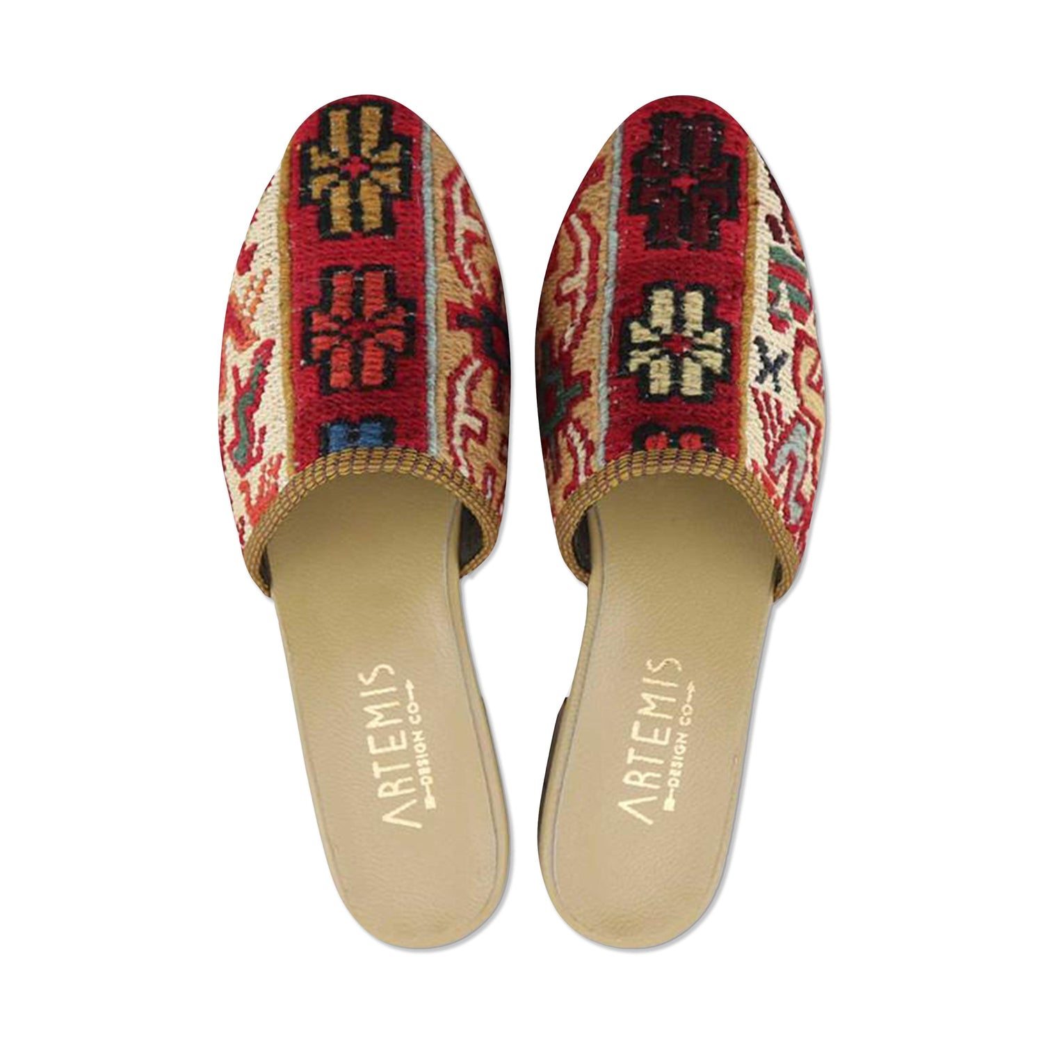 One of a kind slides handmade from Turkish carpets.