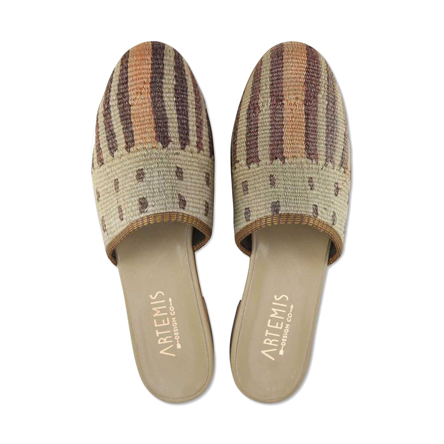 One of a kind slides handmade from Turkish carpets.