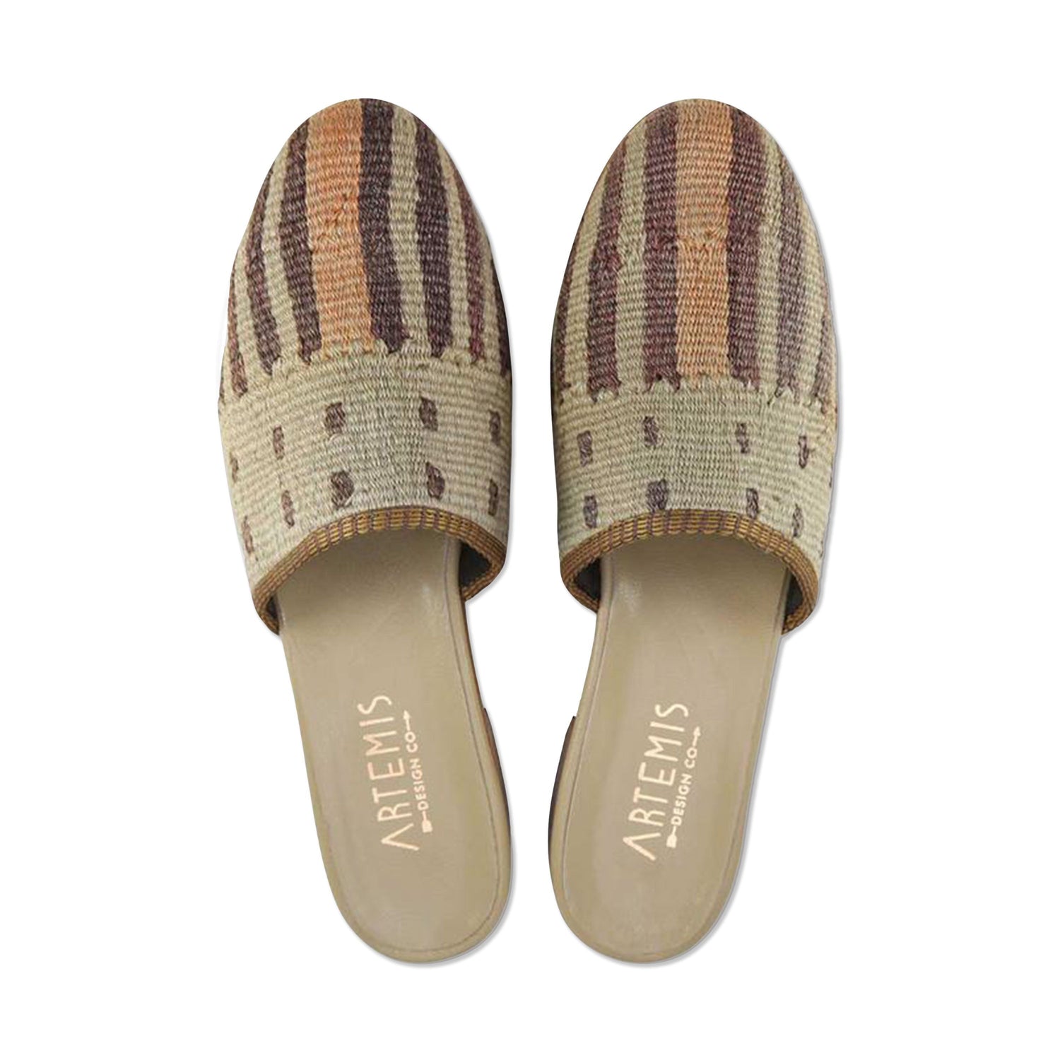 One of a kind slides handmade from Turkish carpets.