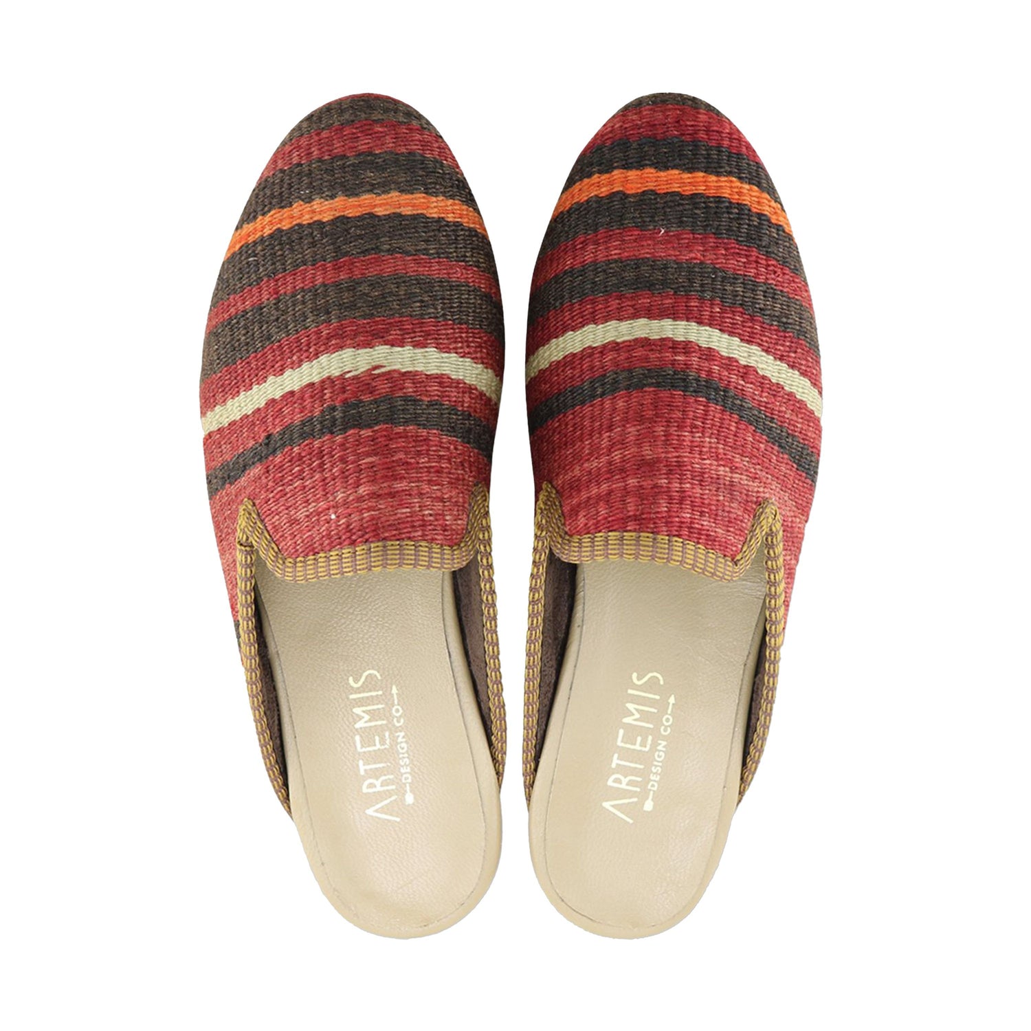 One of a kind slippers handmade from Turkish carpets.