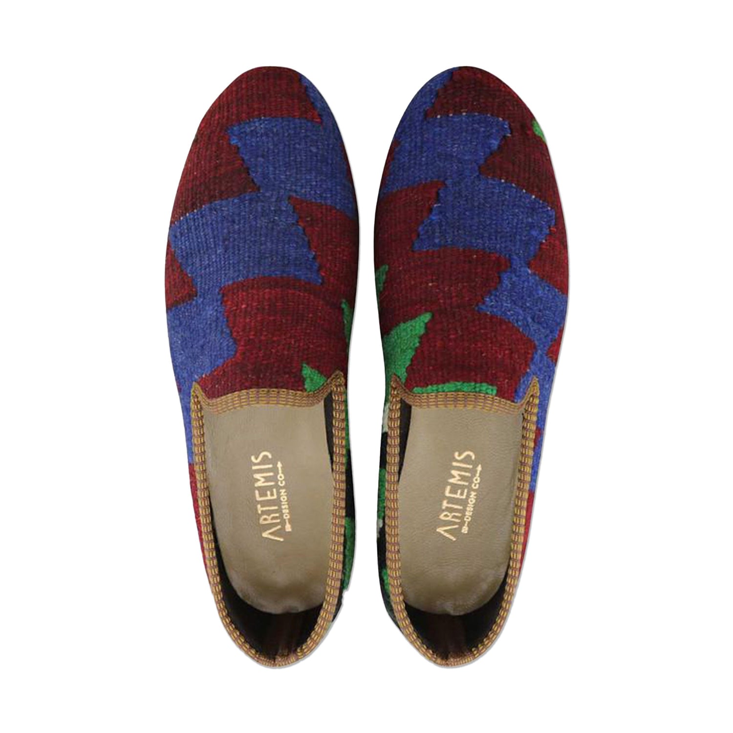 One of a kind loafers handmade from Turkish carpets.