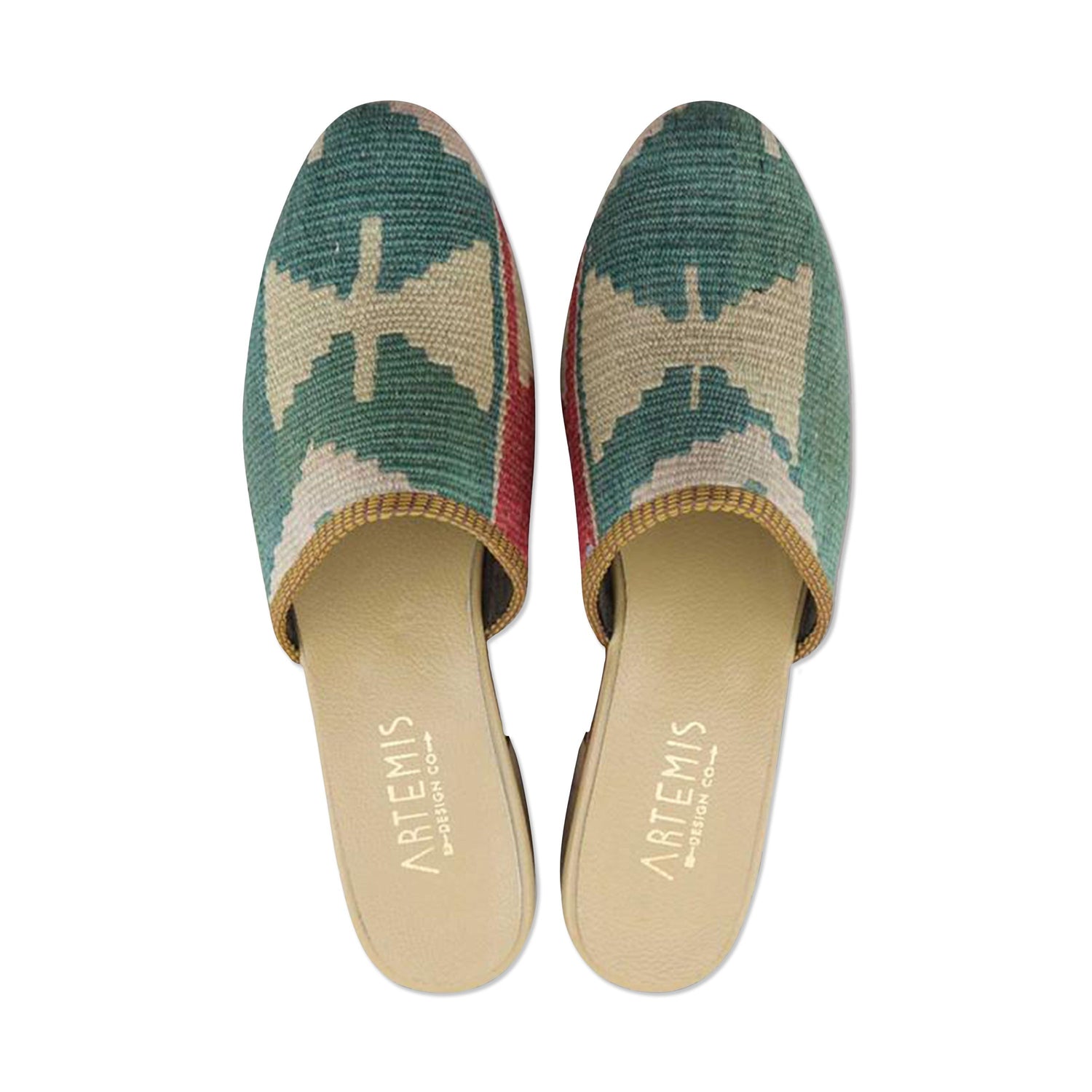 One of a kind slides handmade from Turkish carpets.