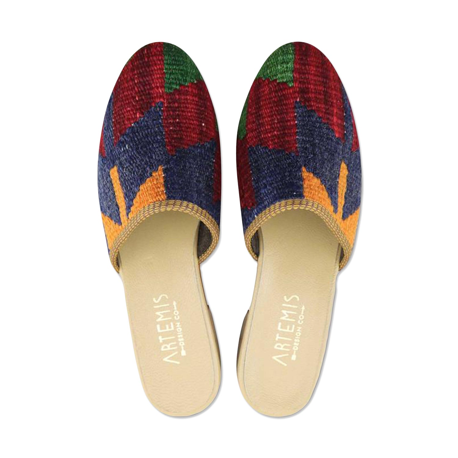 One of a kind slides handmade from Turkish carpets.