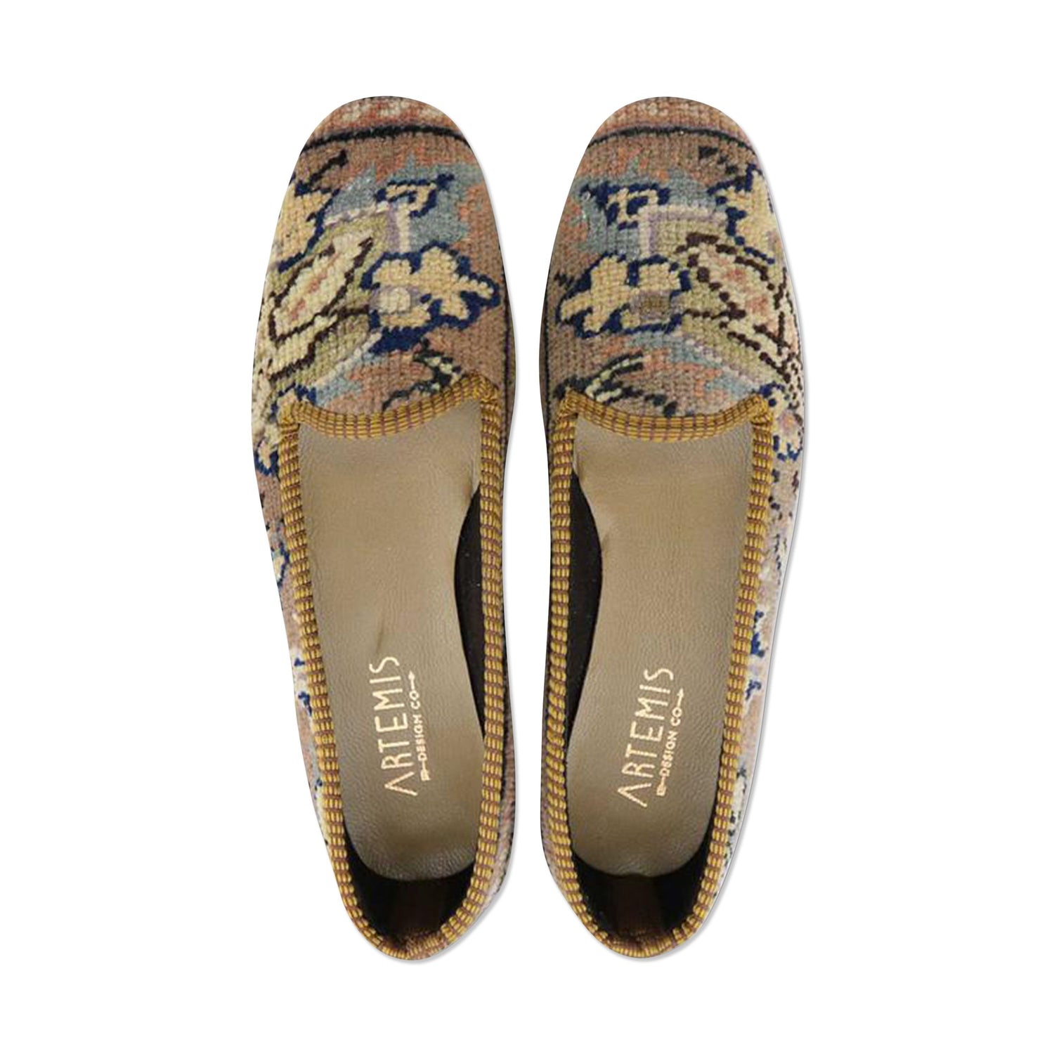 One of a kind loafers handmade from Turkish carpets.