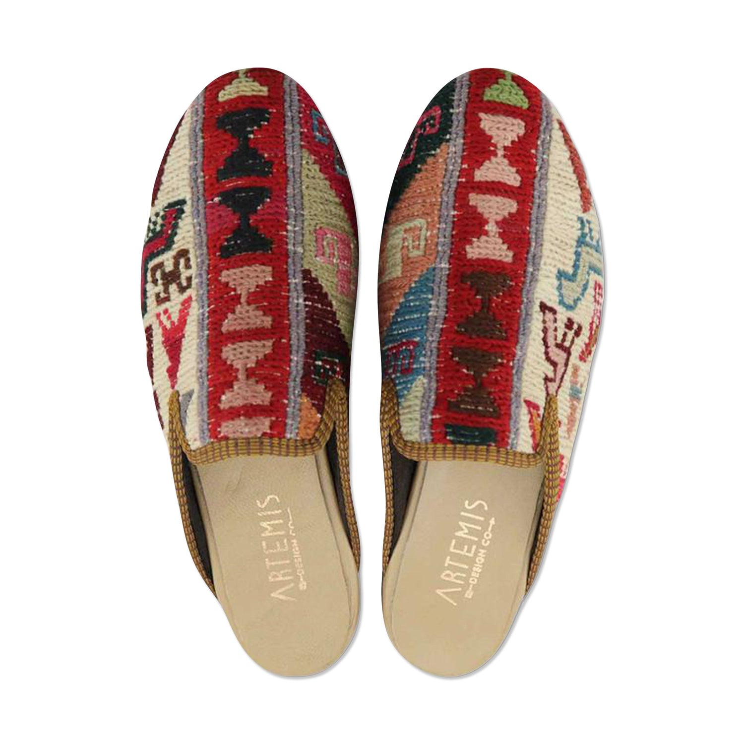 One of a kind slippers handmade from Turkish carpets.