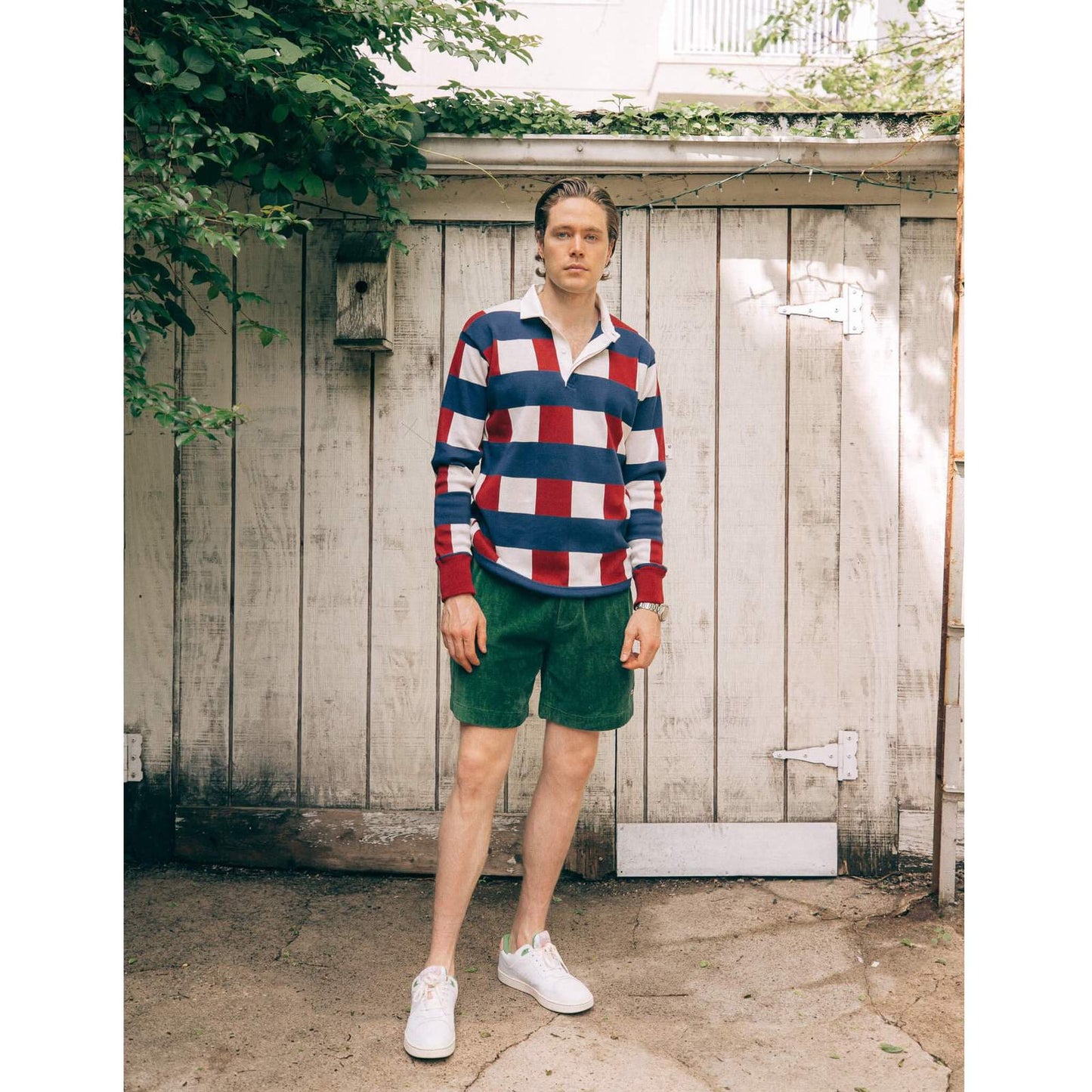 Male model wearing the Jacquard Rugby.