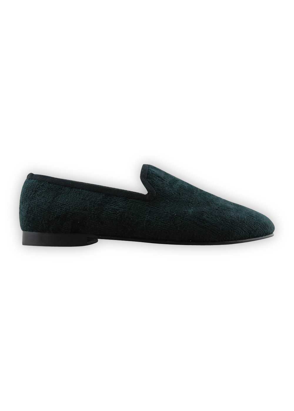 Handmade velvet smoking shoes.