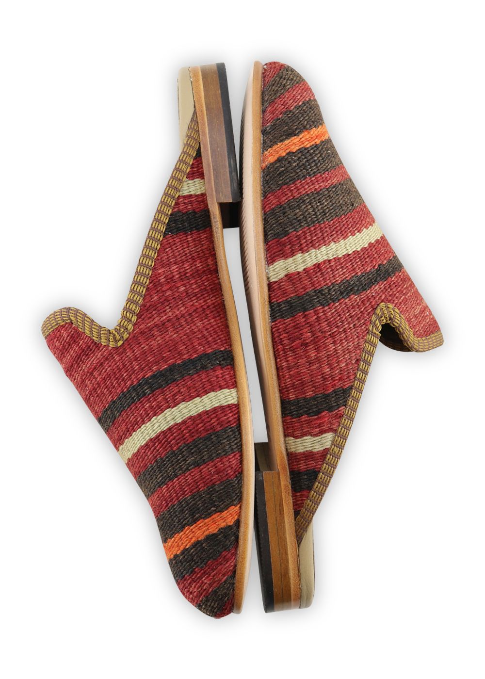 One of a kind slippers handmade from Turkish carpets.