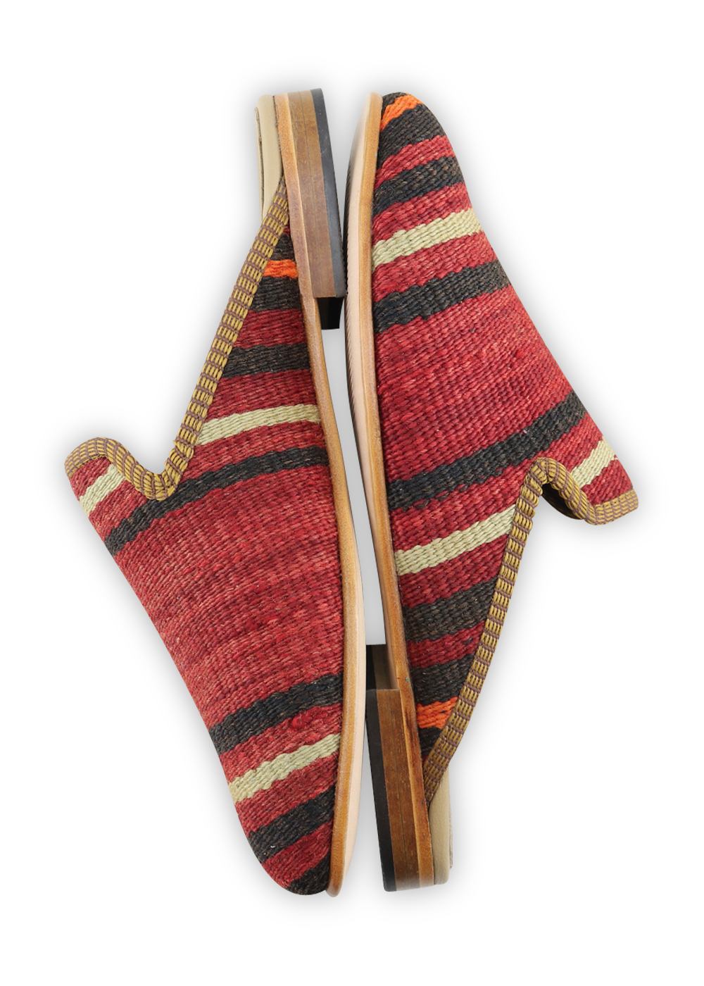 One of a kind slippers handmade from Turkish carpets.