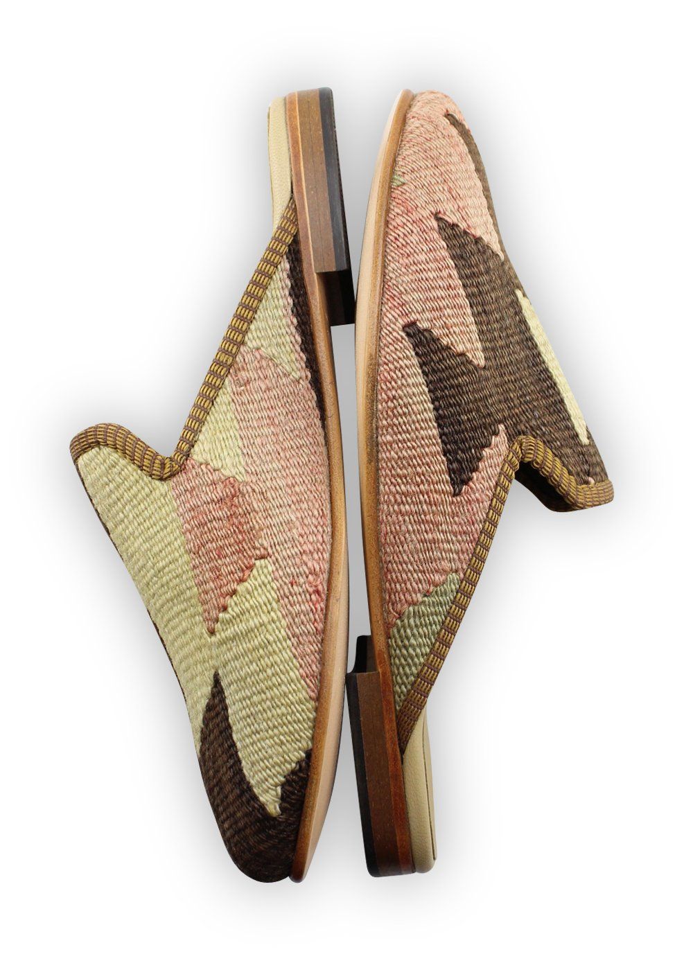 One of a kind slippers handmade from Turkish carpets.